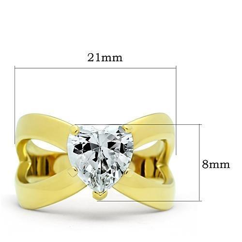 MATK390G - IP Gold(Ion Plating) Stainless Steel Ring with AAA Grade CZ  in Clear