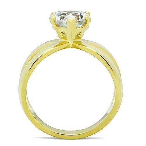 MATK390G - IP Gold(Ion Plating) Stainless Steel Ring with AAA Grade CZ  in Clear