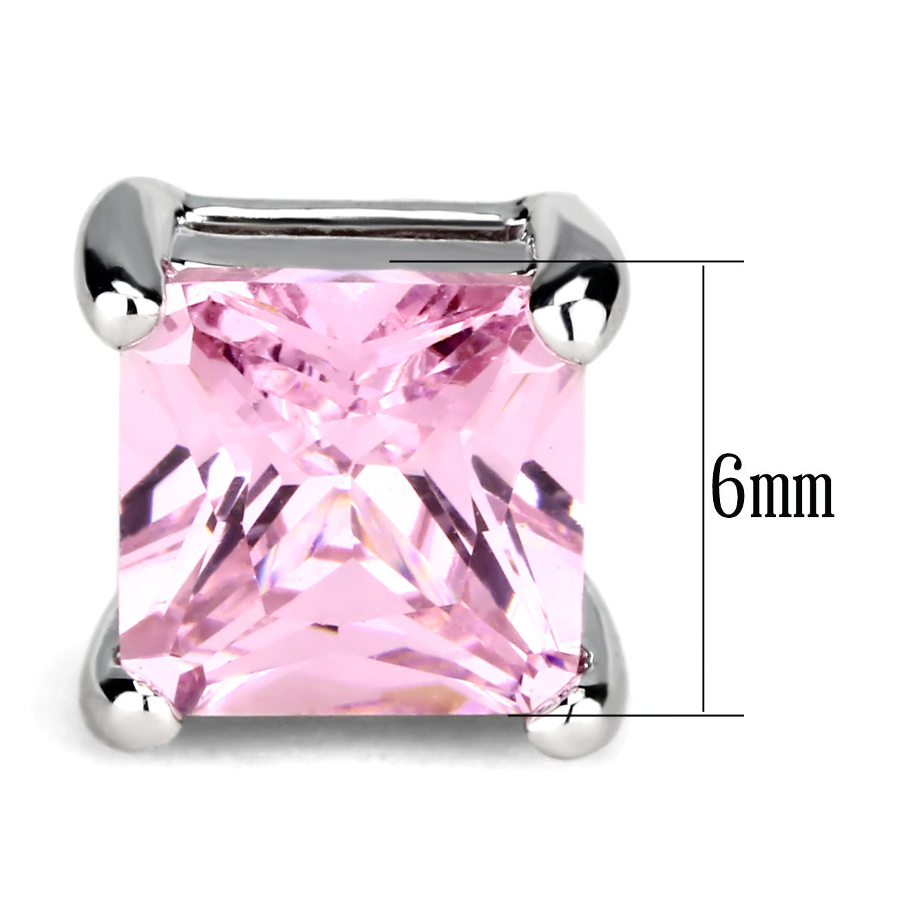 MATK3W538 - High polished (no plating) Stainless Steel Earring with AAA Grade CZ in Rose