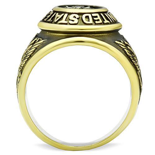 MATK414704G - IP Gold(Ion Plating) Stainless Steel Ring with Epoxy  in Jet