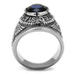 MATK414707 - High polished (no plating) Stainless Steel Ring with Synthetic Synthetic Glass in Sapphire
