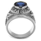MATK414708 - High polished (no plating) Stainless Steel Ring with Synthetic Synthetic Glass in Sapphire