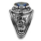 MATK414708 - High polished (no plating) Stainless Steel Ring with Synthetic Synthetic Glass in Sapphire