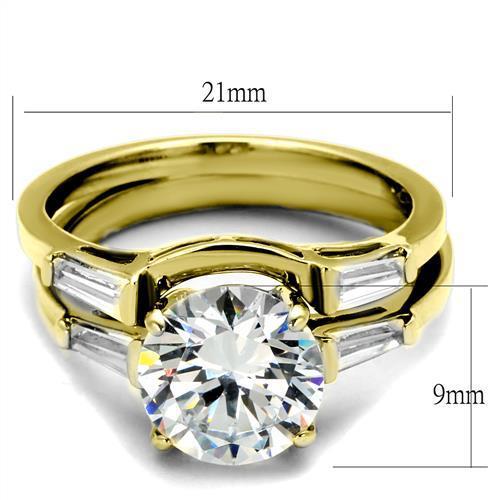 MATK44701 - IP Gold(Ion Plating) Stainless Steel Ring with AAA Grade CZ  in Clear