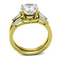 MATK44701 - IP Gold(Ion Plating) Stainless Steel Ring with AAA Grade CZ  in Clear