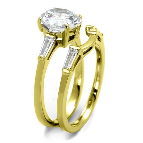 MATK44701 - IP Gold(Ion Plating) Stainless Steel Ring with AAA Grade CZ  in Clear