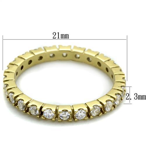 MATK45202G - IP Gold(Ion Plating) Stainless Steel Ring with AAA Grade CZ  in Clear