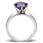MATK52002 - High polished (no plating) Stainless Steel Ring with AAA Grade CZ  in Amethyst