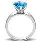 MATK52003 - High polished (no plating) Stainless Steel Ring with Synthetic Synthetic Glass in Sea Blue