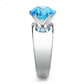 MATK52003 - High polished (no plating) Stainless Steel Ring with Synthetic Synthetic Glass in Sea Blue