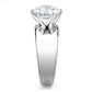 MATK52004 - High polished (no plating) Stainless Steel Ring with AAA Grade CZ  in Clear