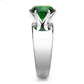 MATK52005 - High polished (no plating) Stainless Steel Ring with Synthetic Synthetic Glass in Emerald