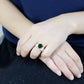 MATK52005 - High polished (no plating) Stainless Steel Ring with Synthetic Synthetic Glass in Emerald