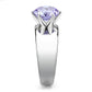 MATK52006 - High polished (no plating) Stainless Steel Ring with AAA Grade CZ  in Light Amethyst