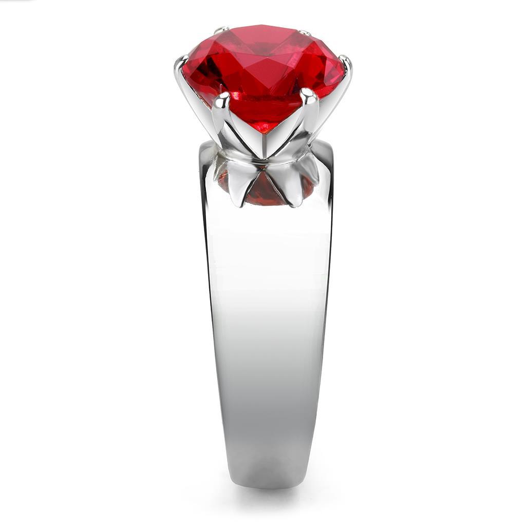 MATK52007 - High polished (no plating) Stainless Steel Ring with Synthetic Synthetic Glass in Siam
