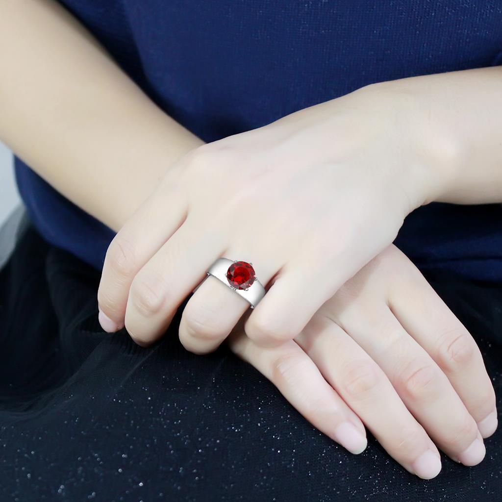 MATK52007 - High polished (no plating) Stainless Steel Ring with Synthetic Synthetic Glass in Siam