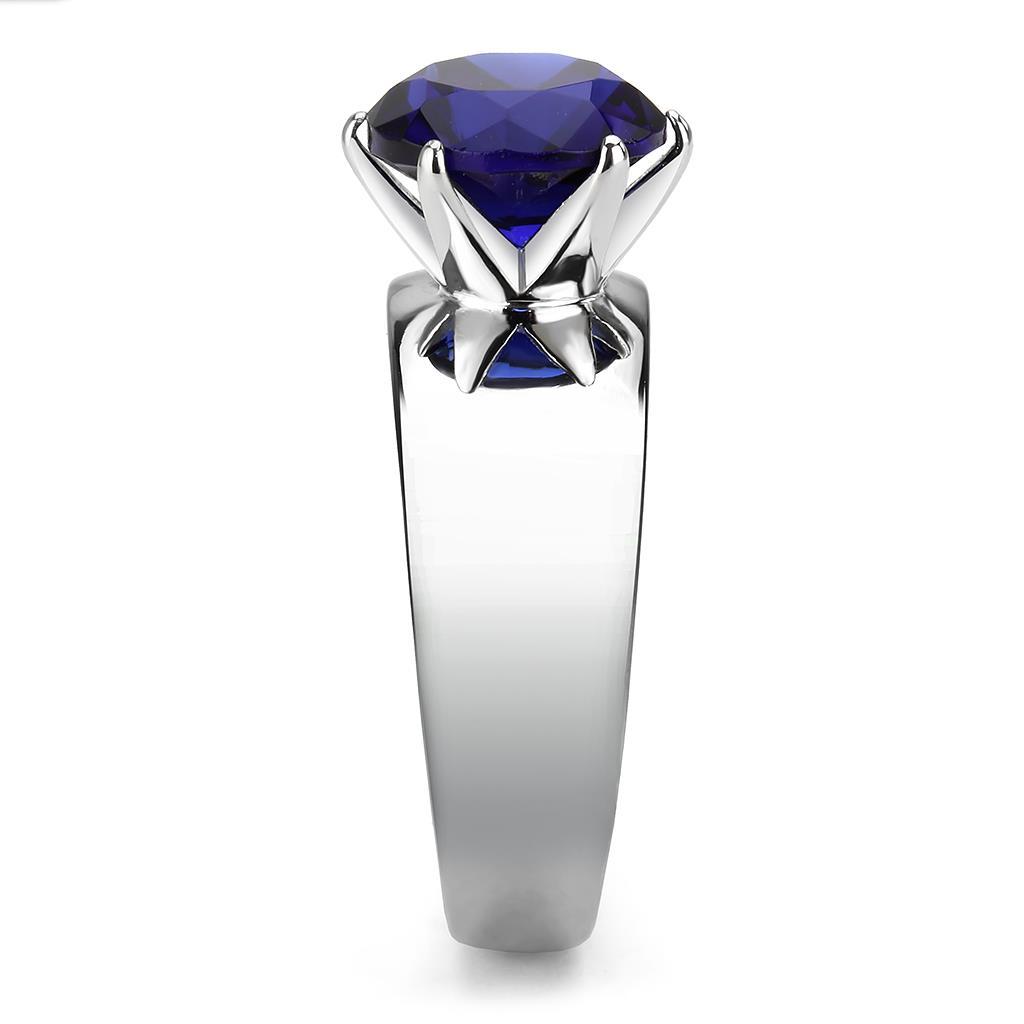 MATK52009 - High polished (no plating) Stainless Steel Ring with Synthetic Synthetic Glass in Montana
