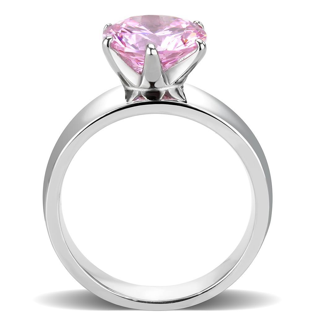 MATK52010 - High polished (no plating) Stainless Steel Ring with AAA Grade CZ  in Rose