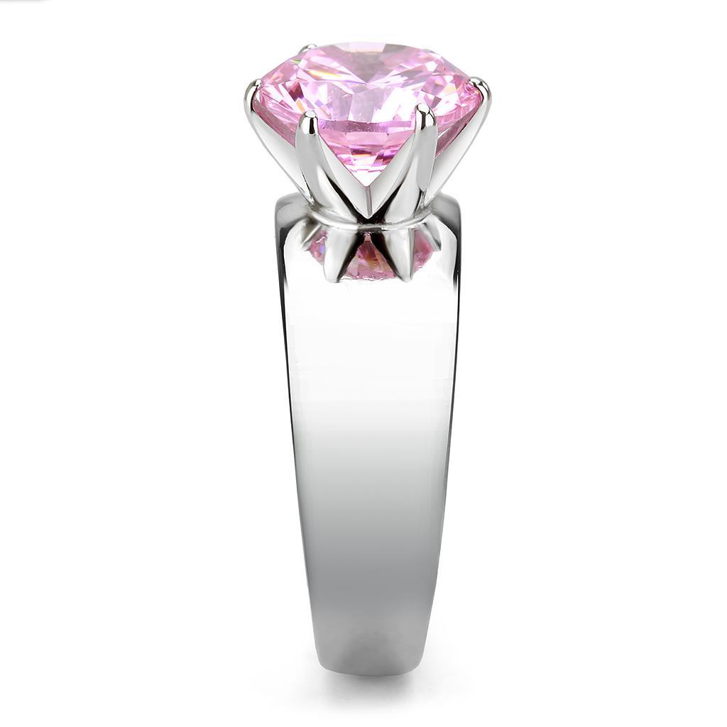 MATK52010 - High polished (no plating) Stainless Steel Ring with AAA Grade CZ  in Rose