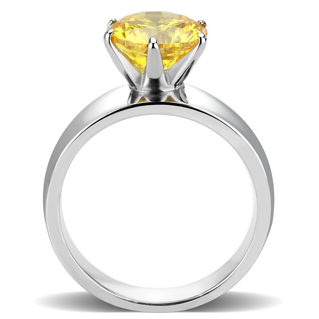 MATK52011 - High polished (no plating) Stainless Steel Ring with AAA Grade CZ  in Topaz