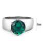MATK52012 - High polished (no plating) Stainless Steel Ring with Synthetic Synthetic Glass in Blue Zircon