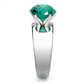 MATK52012 - High polished (no plating) Stainless Steel Ring with Synthetic Synthetic Glass in Blue Zircon