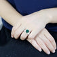 MATK52012 - High polished (no plating) Stainless Steel Ring with Synthetic Synthetic Glass in Blue Zircon