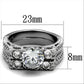 MATK5X019 - High polished (no plating) Stainless Steel Ring with AAA Grade CZ  in Clear