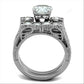 MATK5X019 - High polished (no plating) Stainless Steel Ring with AAA Grade CZ  in Clear