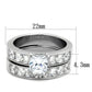 MATK61206 - High polished (no plating) Stainless Steel Ring with AAA Grade CZ  in Clear