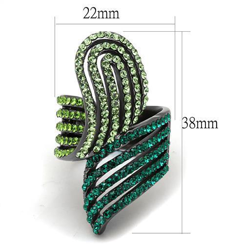 MATK691LJ - IP Light Black  (IP Gun) Stainless Steel Ring with Top Grade Crystal  in Multi Color