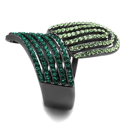 MATK691LJ - IP Light Black  (IP Gun) Stainless Steel Ring with Top Grade Crystal  in Multi Color