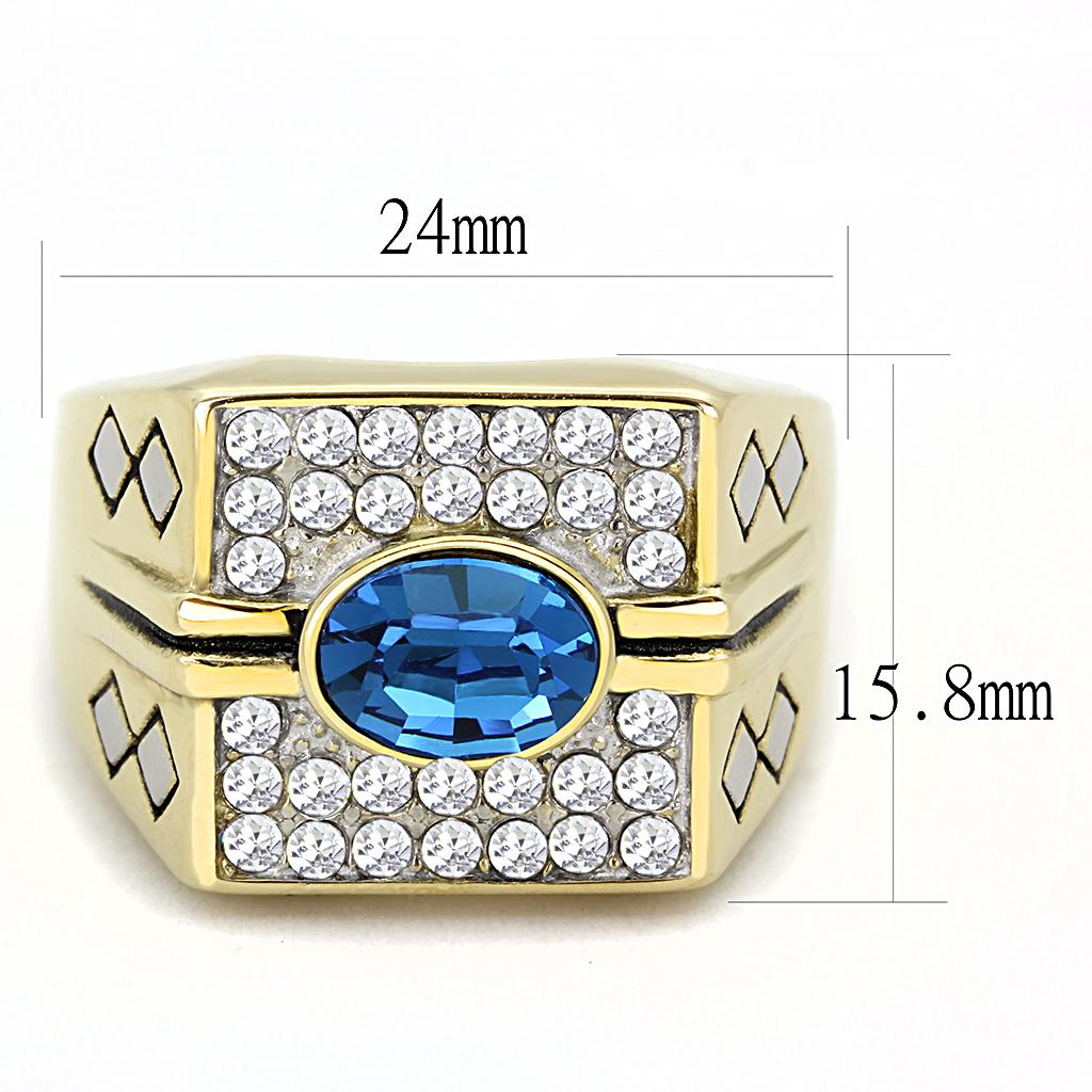 MATK752 - Two-Tone IP Gold (Ion Plating) Stainless Steel Ring with Top Grade Crystal  in Montana