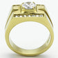 MATK777 - IP Gold(Ion Plating) Stainless Steel Ring with AAA Grade CZ  in Clear