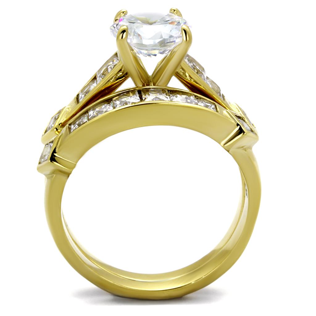 MATK8X040 - IP Gold(Ion Plating) Stainless Steel Ring with AAA Grade CZ  in Clear