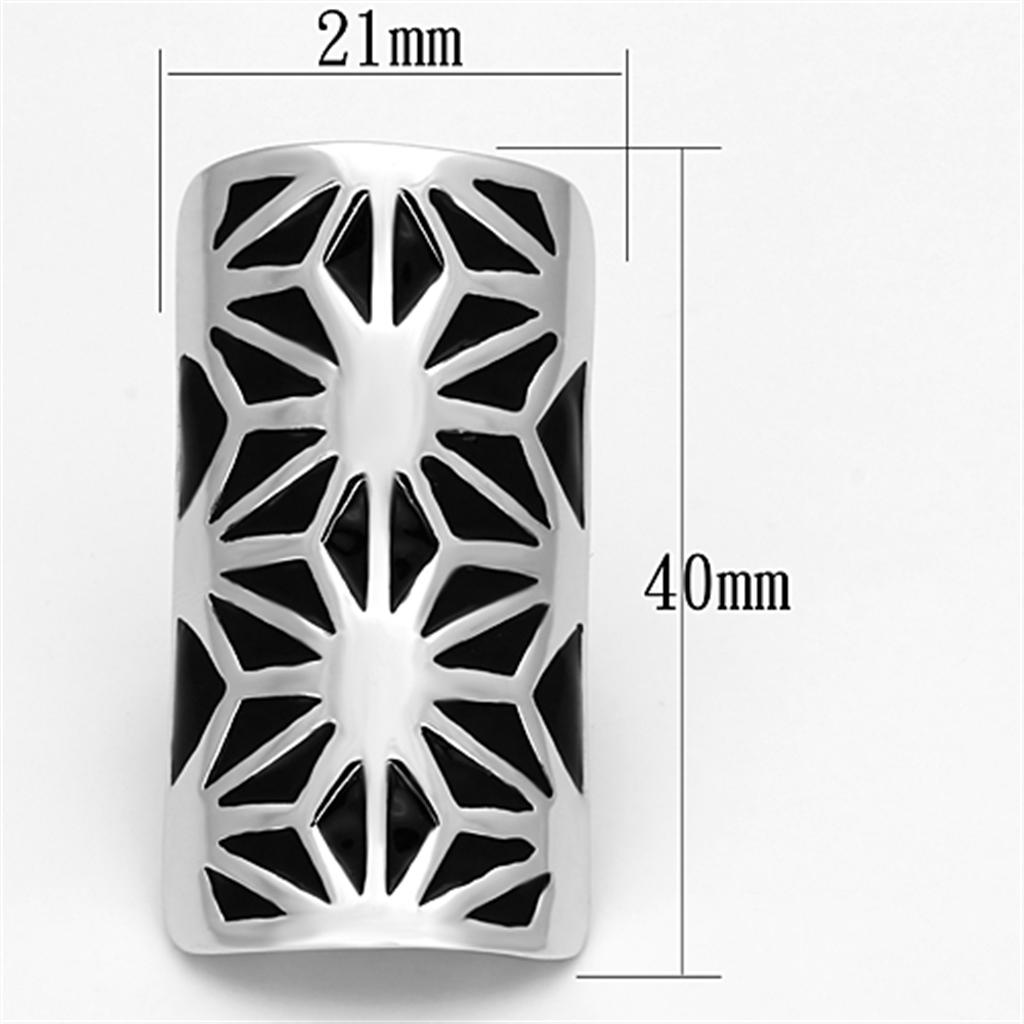 MATK918 - High polished (no plating) Stainless Steel Ring with Epoxy  in Jet