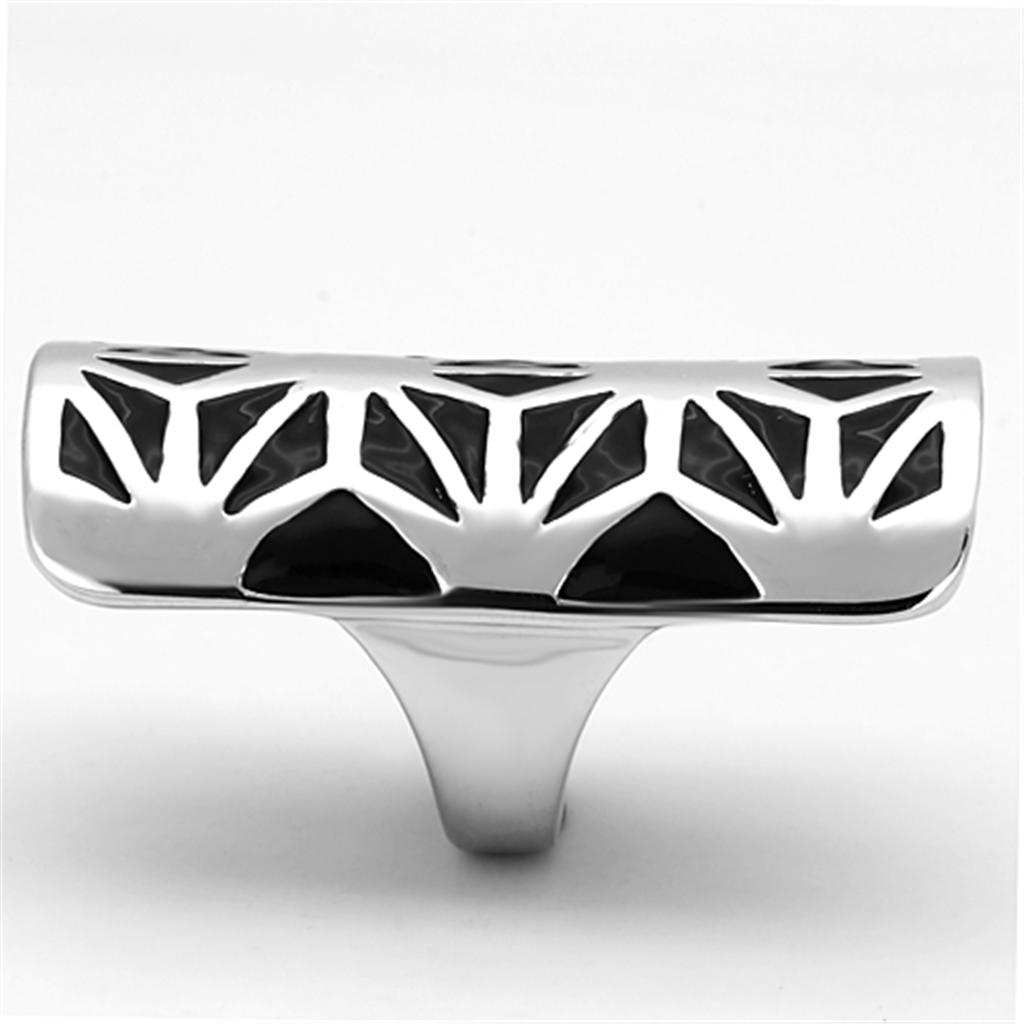 MATK918 - High polished (no plating) Stainless Steel Ring with Epoxy  in Jet