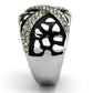 MATK921 - High polished (no plating) Stainless Steel Ring with Top Grade Crystal  in Black Diamond