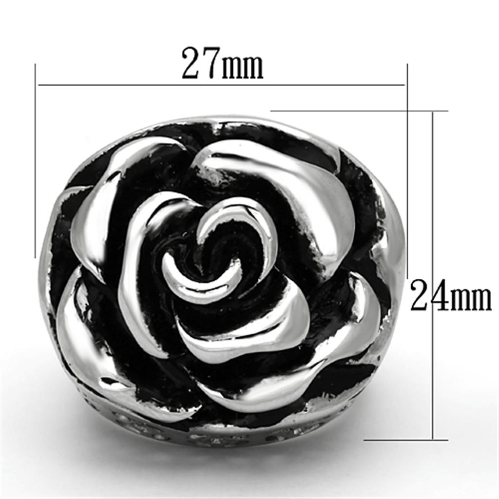 MATK922 - High polished (no plating) Stainless Steel Ring with Epoxy  in Jet