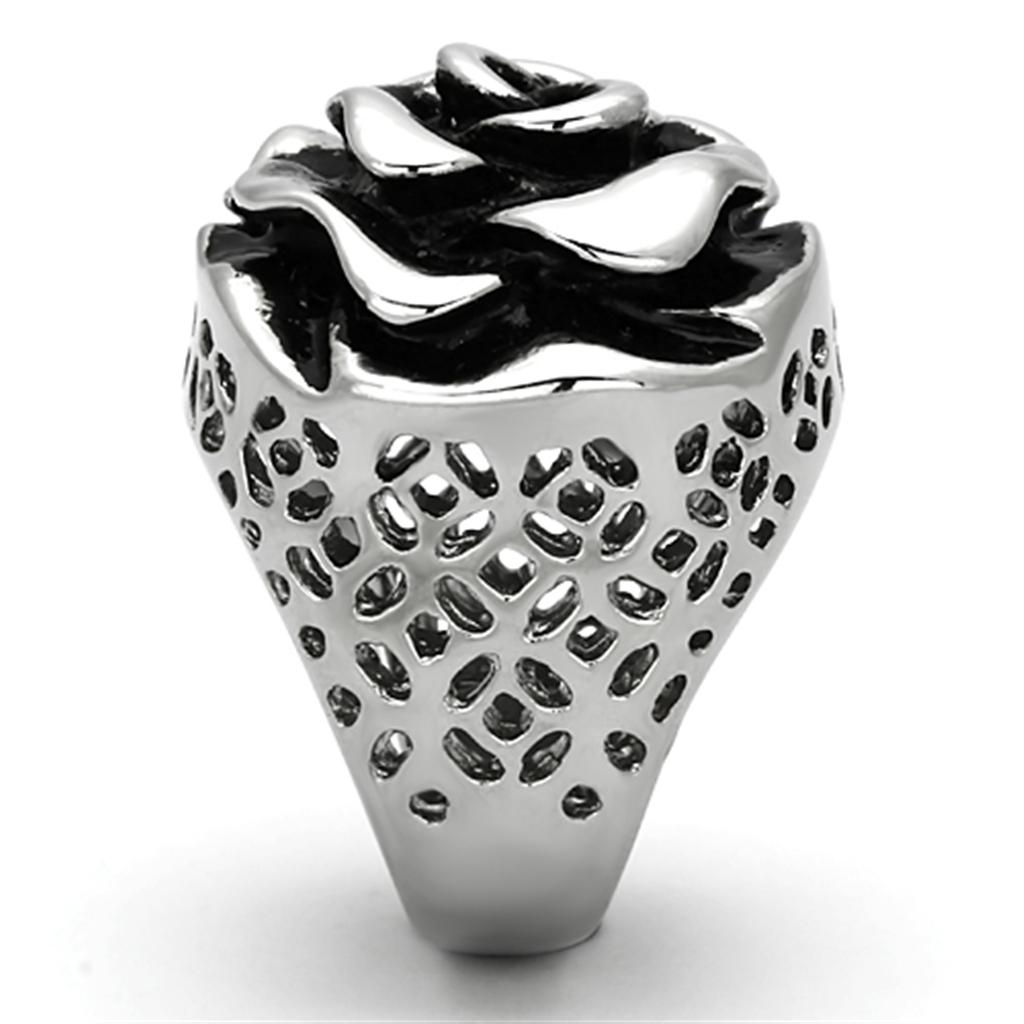 MATK922 - High polished (no plating) Stainless Steel Ring with Epoxy  in Jet
