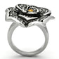 MATK924 - High polished (no plating) Stainless Steel Ring with Top Grade Crystal  in Topaz