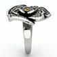 MATK924 - High polished (no plating) Stainless Steel Ring with Top Grade Crystal  in Topaz
