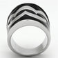 MATK926 - High polished (no plating) Stainless Steel Ring with Epoxy  in Jet