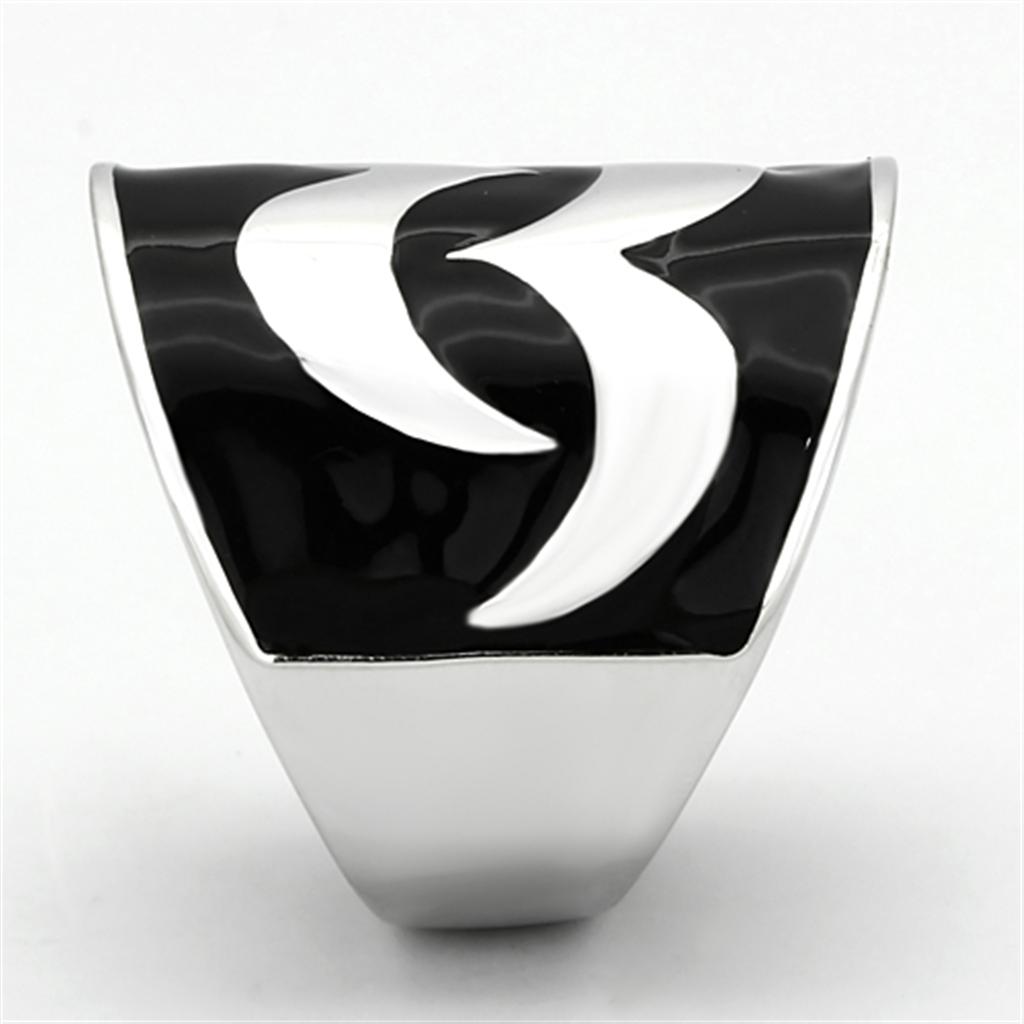 MATK926 - High polished (no plating) Stainless Steel Ring with Epoxy  in Jet