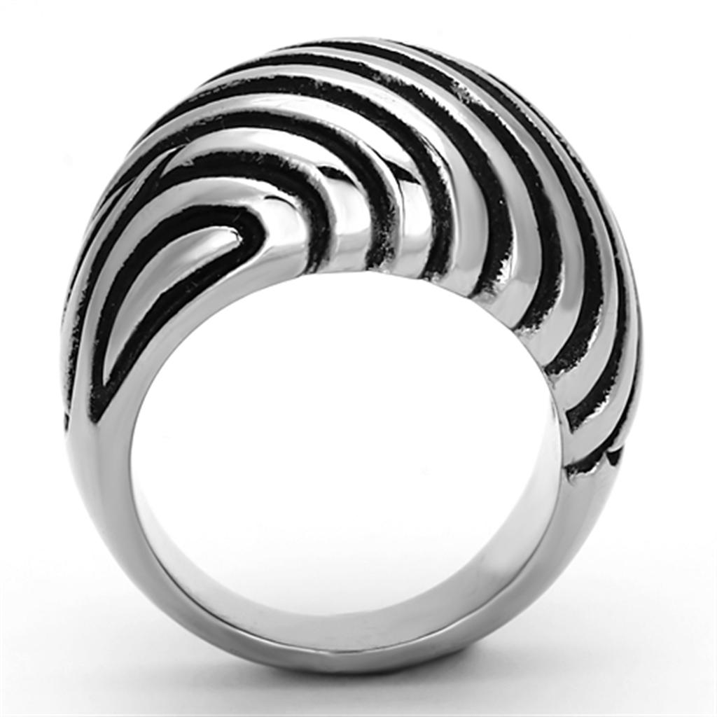 MATK929 - High polished (no plating) Stainless Steel Ring with Epoxy  in Jet