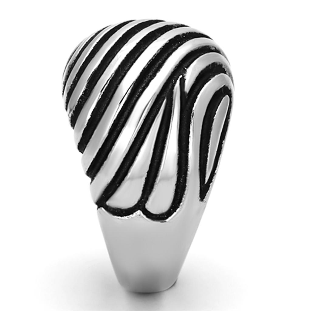 MATK929 - High polished (no plating) Stainless Steel Ring with Epoxy  in Jet