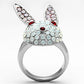 MATK931 - High polished (no plating) Stainless Steel Ring with Top Grade Crystal  in Multi Color