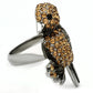 MATK932 - High polished (no plating) Stainless Steel Ring with Top Grade Crystal  in Smoked Quartz