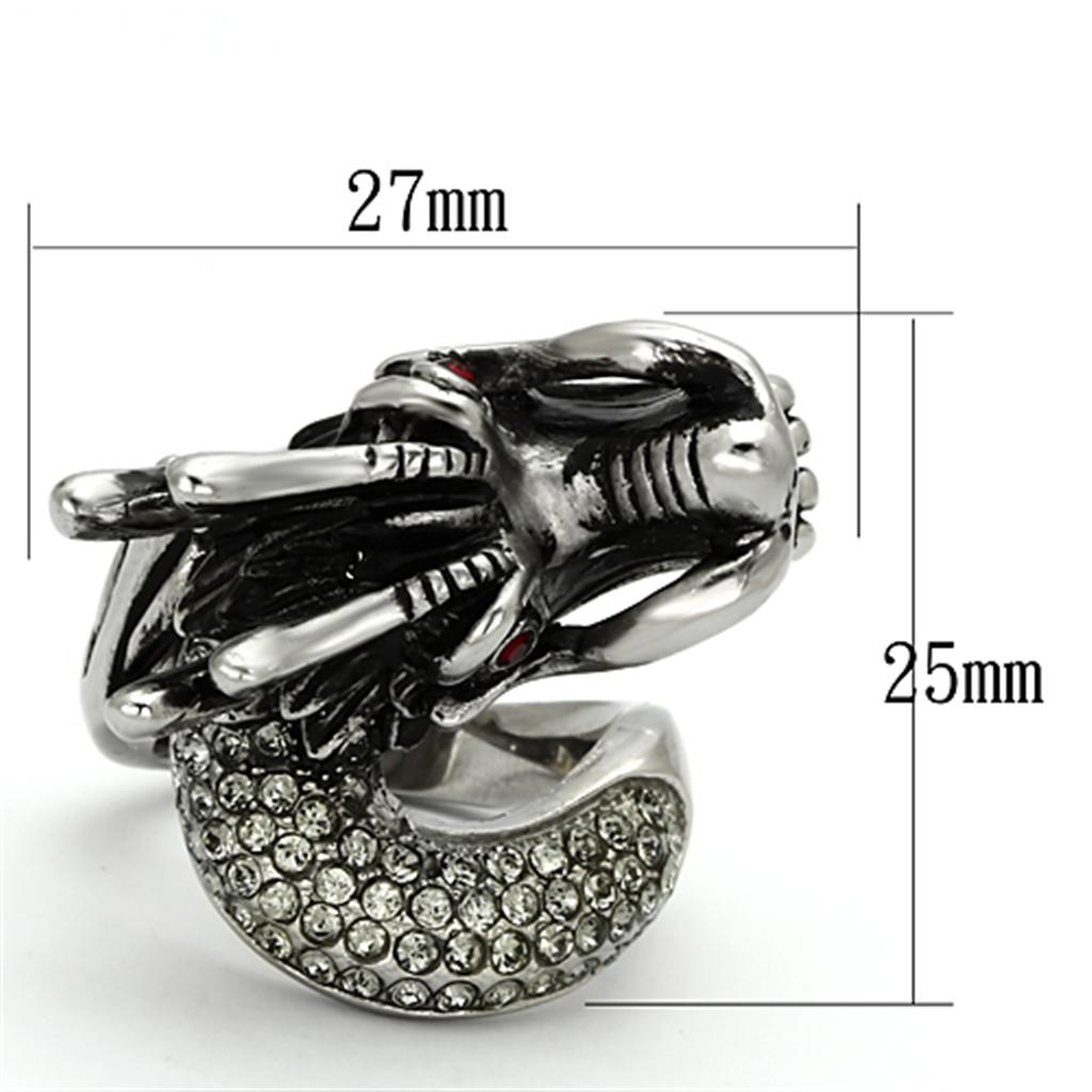 MATK934 - High polished (no plating) Stainless Steel Ring with Top Grade Crystal  in Siam
