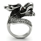 MATK934 - High polished (no plating) Stainless Steel Ring with Top Grade Crystal  in Siam